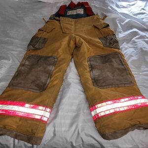 Quaker Safety Firefighter Tan Pants with Reflective Stripes Size 38/29 Used
